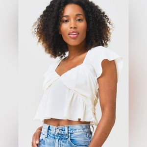 Frame White Ruffle Blouse